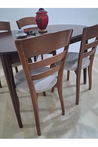 Masa Sandalye 90644 Retro Ayak Model Kayın Retro Açılır Parlak Koyu Ceviz Tabla Kahverengi