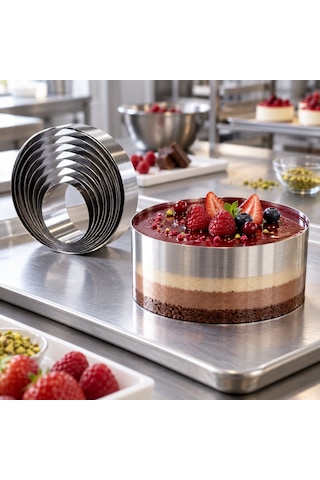 Fida Pasta Çemberi Yuvarlak Düz 0,8mm Yükseklik 5 Cm - 10 Adet Ø19 Cm Inox