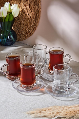 Perotti Pearl 12 Parça Boncuklu Cam Çay Takımı 180 Ml Çay Seti