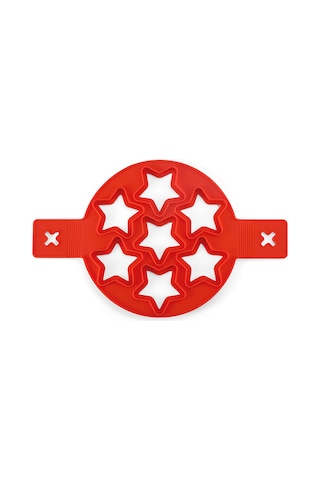 Monyee Kırmızı Yıldız Şekilli Silikon Yumurta Pişirme Kalıbı - 7 Delikli, 38x23x2cm, 100g Diğer