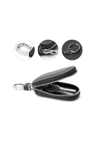 Siyah Deri Araba Anahtarı Kılıfı, Küçük Erkek Fermuarlı Cüzdan Diğer
