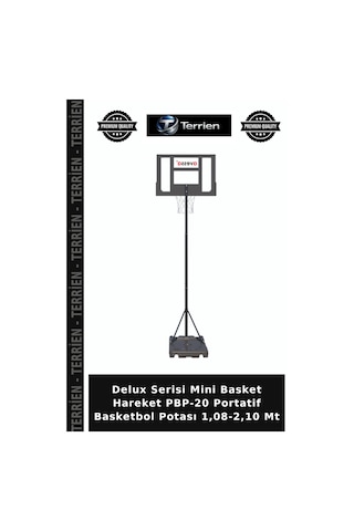 Delux Serisi Mini Basket Hareket Pbp-20 Portatif Basketbol Potası 1,08-2,10 Mt