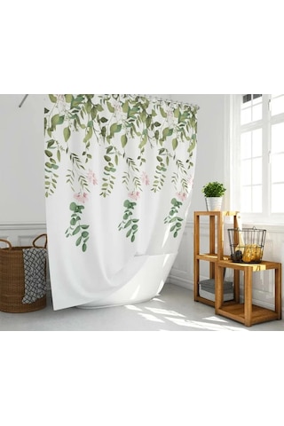 Banyo Perdesi 1x120x200 Tek Kanat Duş Perdesi Halka Hediyeli 7184 Beyaz