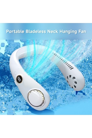 Yunboo Taşınabilir Şarjlı Boyun Fanı - 3 Hızlı Ayarlı, 360 Esinti, Led Ekran, Yeşil Açık Yeşil Açık Yeşil