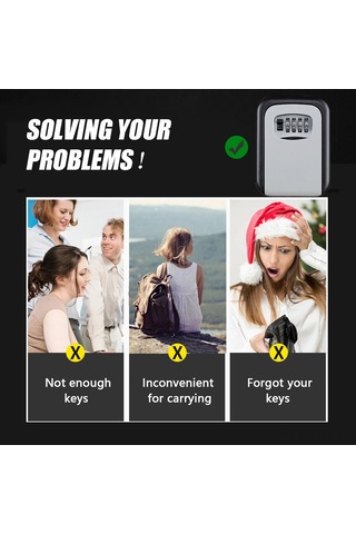 Hangfox Alüminyum Anahtar Saklama Kutusu, 4 Basamaklı Kombinasyon Kilidi, Ev/ofis Güvenlik Depolama, Siyah Ks017 Diğer