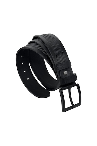 Süzer Deri 4.5 Cm. Spor Hakiki Deri Ortası Desenli Model Erkek Kemer Siyah Siyah
