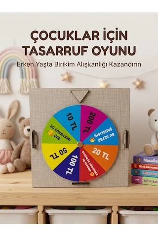 Şans Çarklı Motivasyon Kutusu Günlük Tasarruf Challenge Oyun Ahşap Birikim Kumbarası Diğer