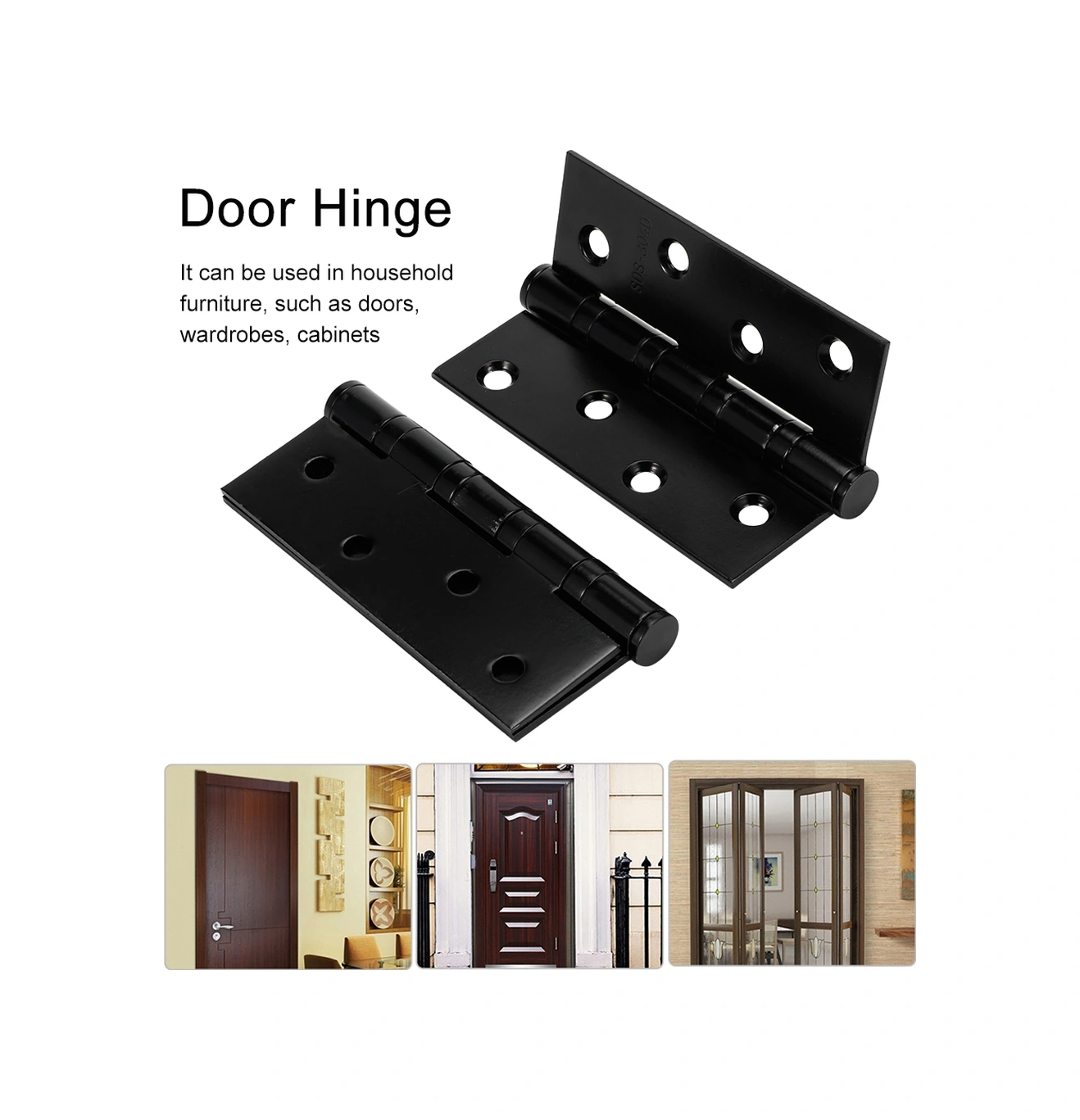 Geeroyoo 304 Paslanmaz Çelik Kapı Mancağı, Sessiz Açılıp Kapanır, Kalın Cisim Taşıma, 4 İnç, 3.0 Mm, Siyah, 2 Adet Diğer