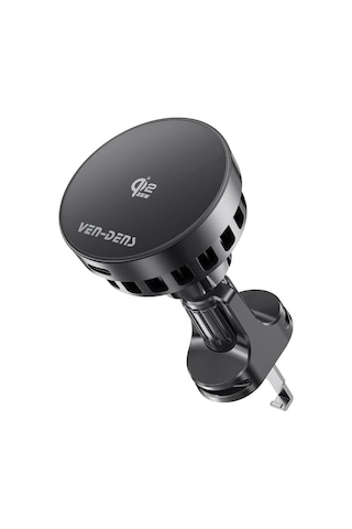 Ven-dens Vd-wlc031 Qi2 25 W Manyetik Kablosuz Şarjlı Araç Telefon Tutucu, Magsafe Uyumlu, Soğutma Fanlı, 360 Döner, Siyah