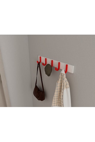 Hepsi3boyutlu Modern Duvar & Kapı Baston Askılık - 5 Adet Kırmızı J Askılık - Model No : 6 Kırmızı