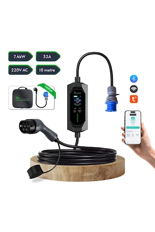 Cks Enerji Elektrikli Araba Taşınabilir Şarj Cihazı 7 Kw / 32a / Tip-2 / 3x32a Fiş / Monofaze/çantalı / Ev Tipi Dönüştürücü Kablolu 10 Metre Kablo 3,7 - 7,4 Kw