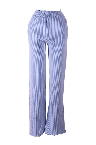 Trender Çizgili Mavi Kadın Pantolon 2497 Mavi