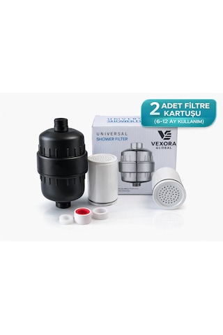 20 Aşamalı Duş Filtresi, Klor & Kireç Önleyici, 2 Filtre Kartuşu Dahil, Evrensel Bağlantı, Gümüş Siyah 20 Aşamalı Duş Filtresi, Klor & Kireç Önleyici, 2 Filtre Kartuşu Dahil, Evrensel Bağlantı, Gümüş Siyah