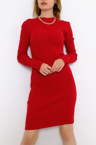 Mokashopin - Bisiklet Yaka Triko Elbise Kırmızı - 571.1612. 001