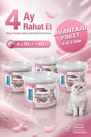 4 Al 3 Öde Bebek Pudralı Bentonit Kedi Kumu - İnce Taneli, Güçlü Topaklanan, Uzun Süreli Ferahlık, Kovalı 4 Al 3 Öde Bebek Pudralı Bentonit Kedi Kumu - İnce Taneli, Güçlü Topaklanan, Uzun Süreli Ferahlık, Kovalı