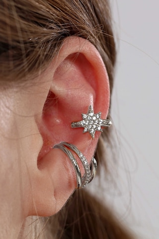 2'li Gold Renk Kuzey Yıldızı Earcuff Cuff Gümüş