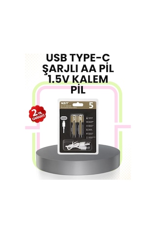 Bfs Tekrar Şarj Edilebilir Aa Usb Type-c Pil 1000+ Döngü 1.5v Sabit Voltaj