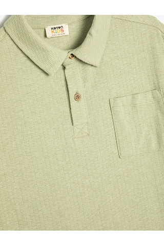 Koton Basic Polo Yaka Tişört Kısa Kollu Tek Cepli Yeşil 4skb10689tk Yeşil
