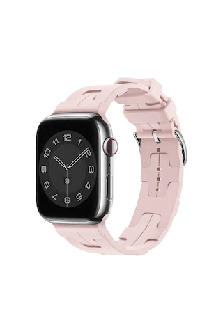 Ekılıf - Apple Uyumlu Watch 44mm - Kordon Silikon Kordon Krd-92 - Pembe Açık
