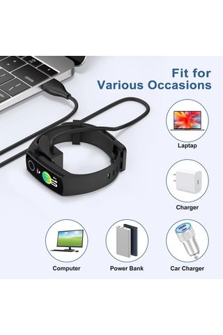 Caseonn Honor Band 5 Manyetik Usb Hızlı Şarj Kablosu Siyah