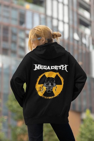 Sevbano Megadeth Müzik Grubu Baskılı Unisex Oversize Rock Metal Hoodie Siyah