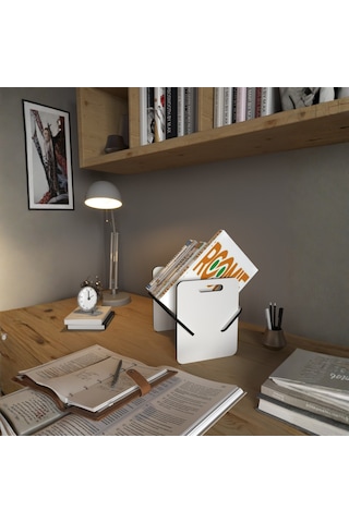 Kitap Standı, Çalışma Masası Organizer, Dekoratif Dergi Standı, Minimalist Kitaplık. Beyaz