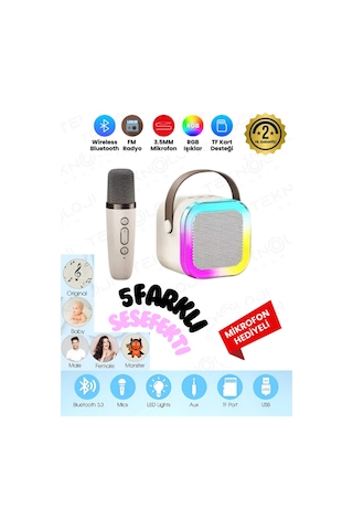 K12 Kablosuz Bluetooth Hoparlör Karaoke Mikrofon 5 Ses Efektli Rgb Hd Stereo Ses Usb/sd/fm