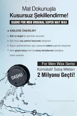 Ultra Güçlü, Mat Bitişli, Kalıntı Bırakmayan, Besleyici Dashu For Men Original Super Mat Wax 15ml
