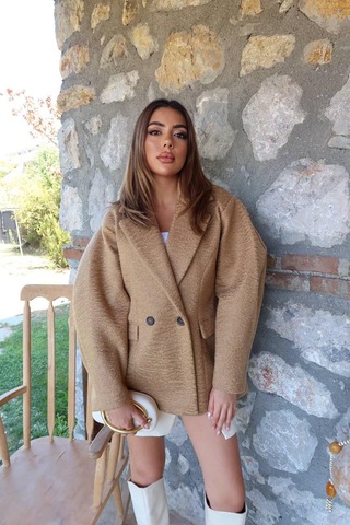 Alemdarshop Camel İki Düğmeli Manto