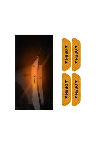 Araba Kapı Açık Uyarı Reflektörü Etiket Sticker 4'lü 9.5x2.5cm Sarı