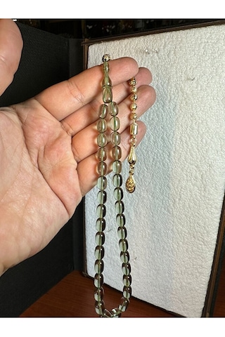 Sevgiliye Özel Hediye Ateş Kehribar Tesbih 7mm X 11 Kapsül Kesim Şeffaf H-1252.