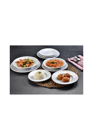 25 Adet Beyaz Melamin Çukur Yemek Tabağı 19x3 Cm Sulu Yemek Tabağı Haşlama,kurufasulye