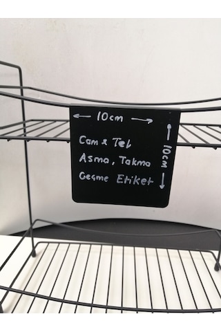 10 Adet Silinebilir Siyah Etiket 10 x 10 CM Tel Raflar 8 Mm Kalınlık