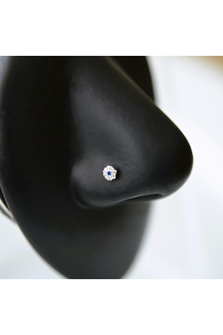 Heppii 925 Ayar Gümüş Mini Nazar Çiçek Hızma Nazarlı Burun Piercing