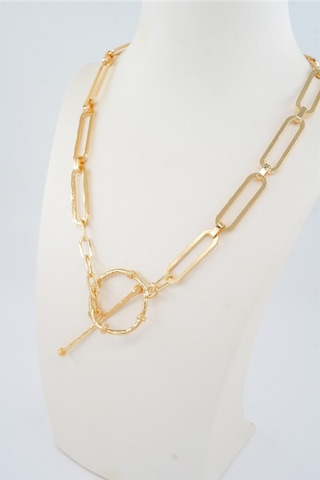 Kadın Özel Tasarım Önden Kilit Detaylı Zincir Kolye - ALTIN Gold