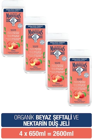Le Petit Marseillais Beyaz Şeftali ve Nektarin Banyo ve Duş Jeli 4 x 650 ML