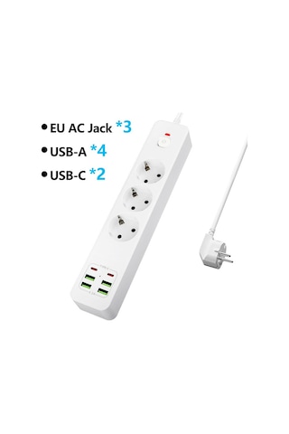 H-01 Hızlı Şarj İstasyonu 3000w 3'lü Priz 2 Metre Uzatma Kablosu