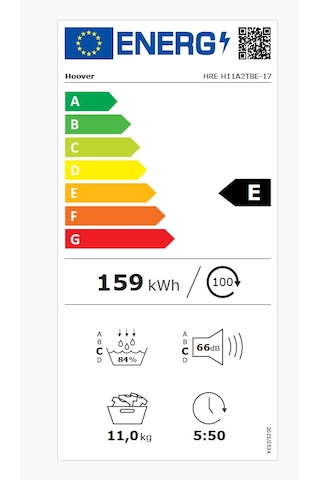 Hoover 31102852 HRE-H11A2TBE-17 11 KG Isı Pompalı Çamaşır Kurutma Makinesi