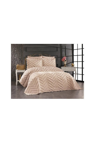 Luxury Wave Desenli %100 Pamuk Şönil Çift Kişilik Yatak Örtüsü Takımı 3 Parça - 240 X 260 Kutulu Çok Renkli