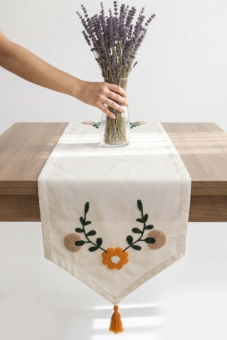 Sarı Papatya Punch İşlemeli Runner 35x140 Cm Çok Renkli
