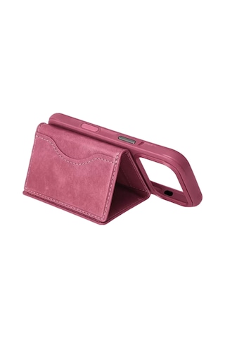 Mey İthalat Tema Magsafe Deri Kartlık - Pembe