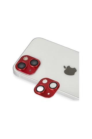Newface Apple Uyumlu iPhone 13 Pers Alüminyum Kamera Lens Glblseme - 55 - Kırmızı