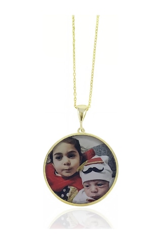 Kişiye Özel Gümüş Bayan Resimli Kolye - 50 CM
