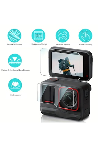 Insta360 Ace Pro 2 Silikon Kılıf, Lens Kapağı, Ekran Koruyucu & Kayışlar Siyah