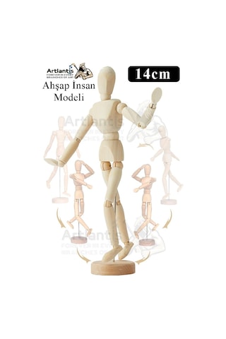 Ahşap İnsan Modeli 14 Cm A3 29,7x42 Cm Eskiz Defteri Dereceli Karakalem Seti Dağıtma Kalemi Hamur Silgi Kalemtraş
