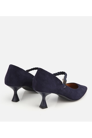 Hotiç Kadın Süet Deri Lacivert Örgü Bantlı İnce Topuklu Stiletto 01ayh321980a680 01ayh321980a680