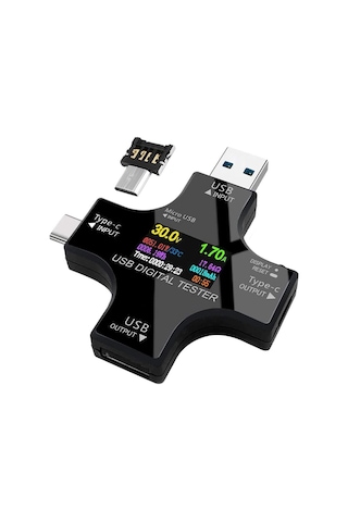 Powermaster Pm-26611 Usb Type-c Tester Voltmetre Ampermetre Akım Göstergesi Multimetre Test Cihazı Ölçer Otg Destekli