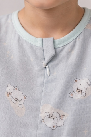 Babyhola Yazlık Müslin Çocuk Uyku Tulumu 1-8 Yaş Unisex Kısa Kollu %100 Pamuk 2703 Mavi