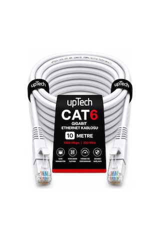Uptech Cat6 Ethernet Kablosu 10 Metre Rj45 Lan İnternet Modem Router Bilgisayar Kablosu