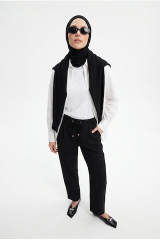 Armine Trend Beli Latikli Cepli Pantolon Siyah 26yt209